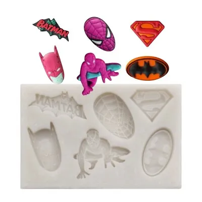 Super Hero Silicone Fondant Mould Chocolate Candy Maker Ice Jelly Tray Logo Mold • £3.99