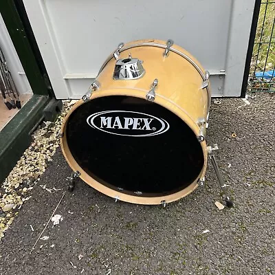 Free P&P.  22”. 22x16” Mapex V Bass Drum. 22. Yellow W Silver Sparkle Finish • £89