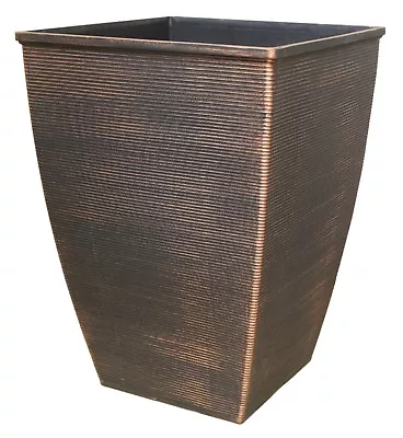£19.99 • Buy 46.6 Litre Copper Large Plant Pot Square Tall Plastic Planter Outdoor Garden