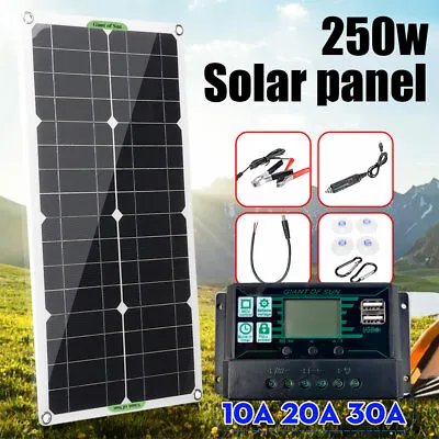 £35.99 • Buy 250W Solar Panel Kit 12V Battery Charger 30A LCD Controller Trailer Camper Van