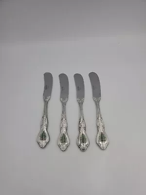 Set 4 Spode CHRISTMAS TREE Stainless Butter Spreader Knife Green White Tree • $52