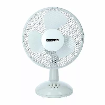 Desk Fan 9 Inch Oscillating Portable Rotating Cooling 2 Speed Home Office Static • £14.99