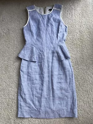 J Crew French Blue Peplum Linen Dress Sz 0P • $9.99