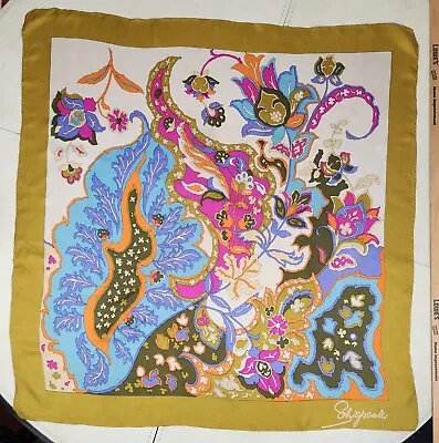 Vintage Schiaparelli Hand Rolled Silk Scarf 29 X 28 • $22.95