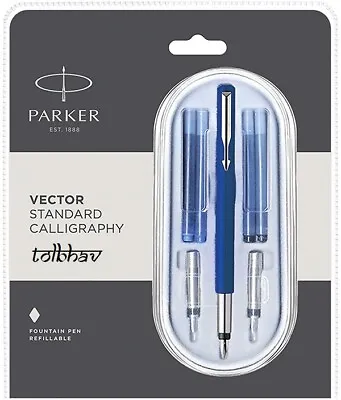 £19.10 • Buy Parker Vector Standard Blue CT Calligraphy Fountain Pen (Fine, Medium & Broad)