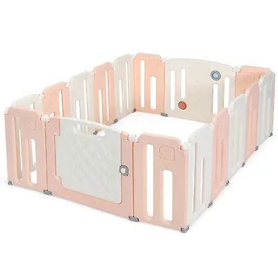 16 Panels Baby Safety Playpen Kids Foldable Toddler Safety Activity Play Center • £94.95