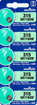 Murata 315 (SR716SW) 1.55V Silver Oxide Battery (5 Count) - EXP 12/2022 • $4.53