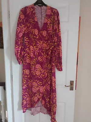 £7.99 • Buy Beautiful Ladies Next Purple Jacquard Midi Wrap Dress Size 14