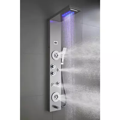 57 In. 6-Jet Shower Tower Panel System With LED Rainfall Waterfall Shower Head A • $238.49