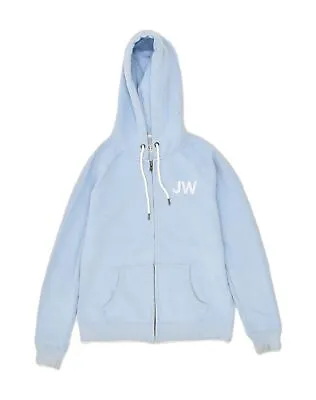 JACK WILLS Womens Zip Hoodie Sweater UK 12 Medium  Blue Cotton • £19.83