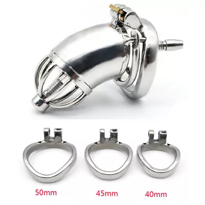 Male Steel Chastity Cage Device Long Metal Locking Belt For Men CC114## • $18.95