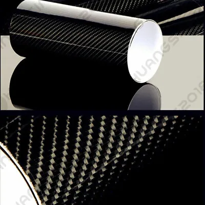 5D 12x60  Premium Matte Gloss Black Carbon Fiber Vinyl Wrap Sticker Fast Ship • $11.69