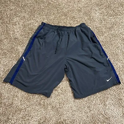Nike Dri-Fit Running Shorts Lined Mens Size Medium Gray W/ Stripe Pockets • $30.25