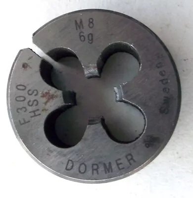 DORMER M8 6g (8 Mm) X 1.25 HSS ENGINEERS THREAD CUTTING DIE; 1  Dia (Pre Used) • £7.49