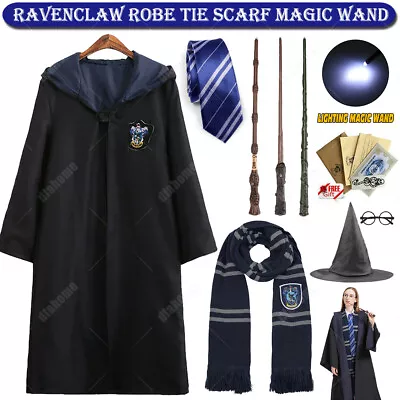 £6.79 • Buy Harry Potter Luna Lovegood Ravenclaw Robe Cloak Tie LED Magic Wand Scarf Costume