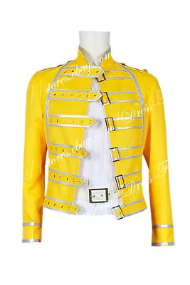 $69.99 • Buy Queen Band Lead Vocals Freddie Mercury Cosplay Costume Yellow Jacket