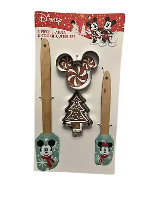 Disney Mickey Minnie Mouse Holiday Christmas Spatula Cookie Cutter 4-Piece Set • £9.45
