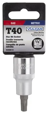 New Vulcan Size T40 Torx Star 1/2  Drive Screwdriver Bit Socket 5058615 • $3.59