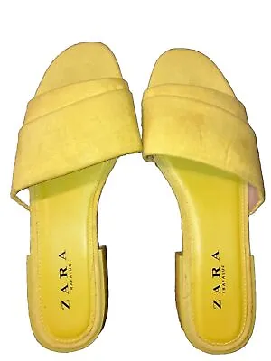 Zara TRAFALUC Yellow Slip On Shoes With Small Heel Womens Size 9 • $13.90