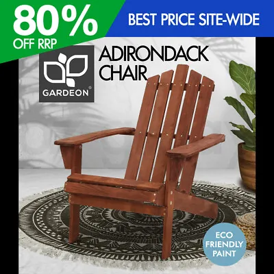 $86.95 • Buy Gardeon Outdoor Sun Lounge Beach Chairs Table Setting Wooden Adirondack Patio Br