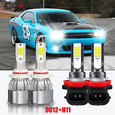 For Dodge Challenger 2015-2020 6000K White LED Headlights + Fog Lights Bulbs 4x • $23.79