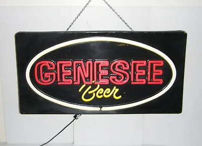 Vintage 1985 Genesee Faux Neon Ligthted Plastic Beer Sign • $110