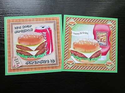 £1.30 • Buy 2 X BURGER KETCHUP & COKE Card Toppers Great For Male /Boy Cards