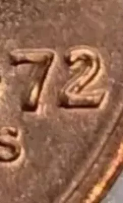 1972-S Lincoln Penny ~ Tearing Abe Die Error ~ Double Die Obverse/Date ~ (T-5) • $13.99