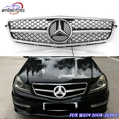 Black AMG Grill Grille W/Led Emblem For Mercedes Benz W204 C-Class C300 2008-14 • $72.96