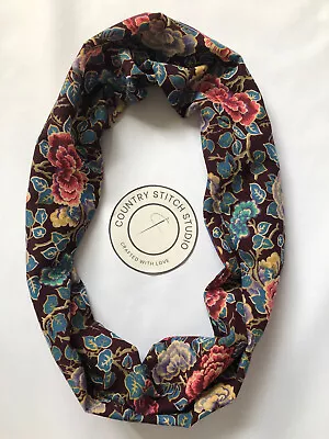 Infinity Double Loop Circle Scarf Liberty Varuna Wool “Karamana” Handmade Floral • £21.99