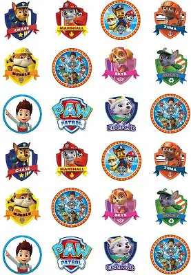 24 Paw Patrol Cupcake Stand Up Cake Toppers Edible Rice Wafer Paper Decorations • £2.95