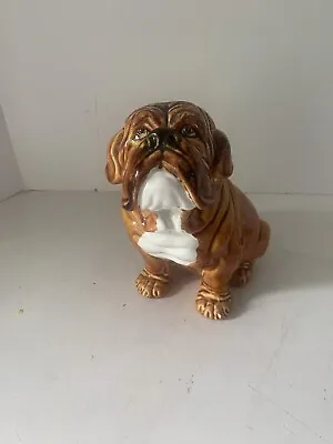 Adorable VTG Ceramic Glazed English Bulldog Statue Figurine 9x6 • $9.99