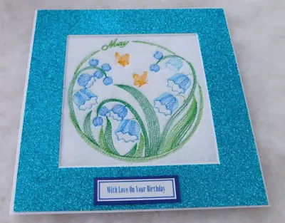 Complete Handmade Machine Embroidered Birthday Card May Circle • £3