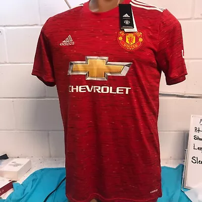 New Adidas Manchester United Chevy RED Soccer Football Jersey Adult Size S • $29.99