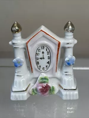 Vintage Dollhouse Miniature Ceramic Clock Made In Occupied Japan  2  Tall • $12