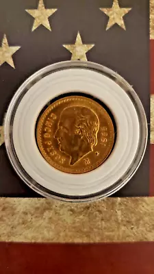 1955 Mexico $5 Pesos - Mexican Gold Gem BU Coin • $375