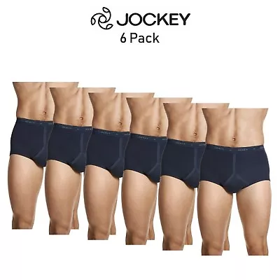 Mens Jockey Classic Y-Front Briefs 6 Pack Navy Cotton Comfort Support M9051G • $108.95