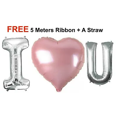 16  I Love You Balloons Valentines Day Decorations 18  Heart Shape Foil Baloons • $4.97
