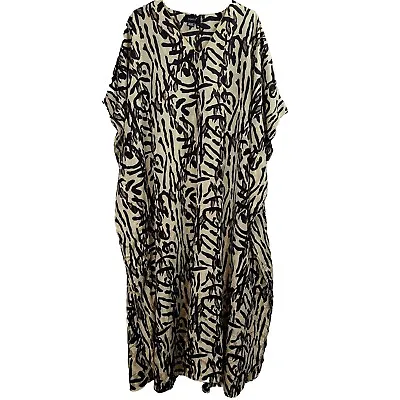 Ashro Women's (Free Size) Black Brown  And Beige Tiger Print Long Kaftan Dress • $19.99