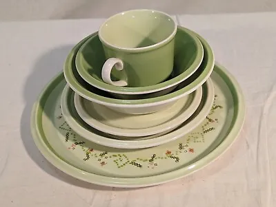 6 Pc Setting Dinnerware Mikasa Needlecraft & Accent Mint Green Dish Bowl Set • $24.99