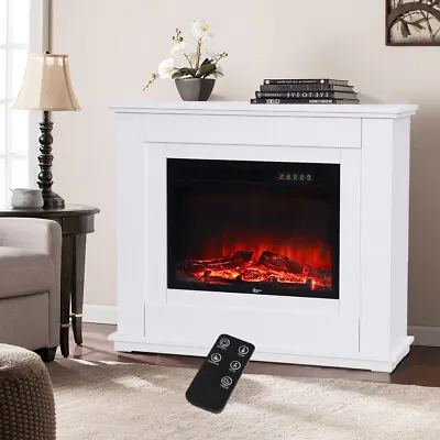 Electric Fireplace Insert Surround Fake Classic Logs LED Decorated Stove Heater • £129.95