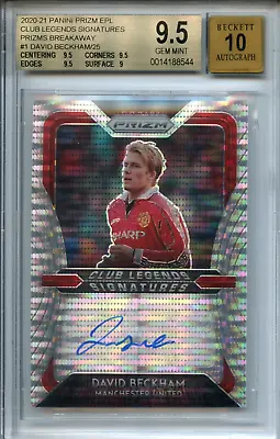 2020-21 Prizm EPL David Beckham Club Legends Signatures Silver 21/25 BGS 9.5/10 • £1566.77