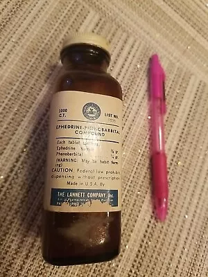 EMPTY 1950s Phenobarbital Ephedrine Tablet Glass Bottle 1000 Ct Medicine  • $29.50