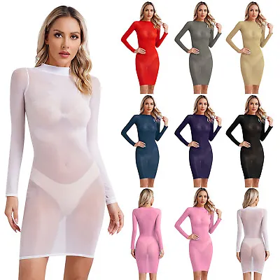 Womens Nightwear Sexy Dress Clubwear Bodycon Mini Tempting Round Neck Lingerie • $12.08