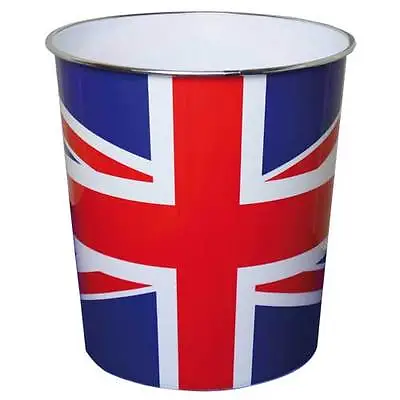 JVL Novelty British Union Jack Flag Plastic Waste Paper Bin 25 X 26.5 Cm • £7.86