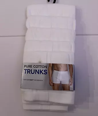 Ex M & S Mens 5 Pack Pure Cotton Trunks Underwear ~Size Large ~ White • £8.95