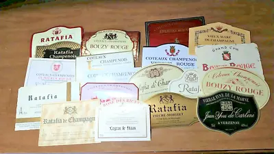 18 Lot Vintage Mixed Champagne Wine Labels Ratafia Vieux Marc Coteaux Champenois • $9