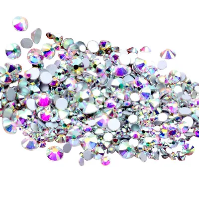 Crystal AB Non Hotfix FlatBack Rhinestones Glitter Gems 3d Nail Art Decoration • £2.57