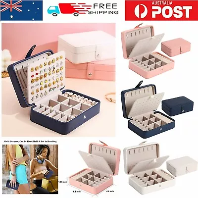 Large Portable Travel PU Leather Jewellery Storage Box Display Case Organizer AU • $21.98