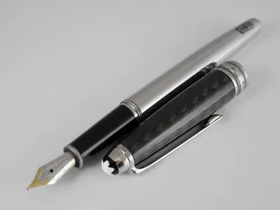 Montblanc Meisterstuck Solitaire Carbon Steel Fountain Pen F (NAME ENGRAVED) • $399